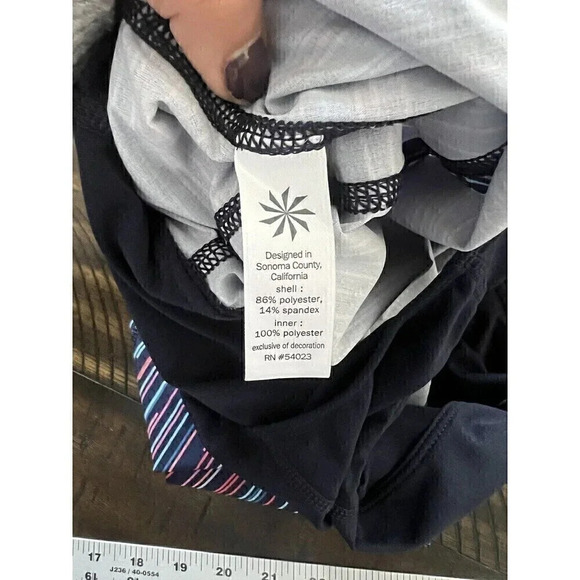 Athleta woman's running shorts size Small Navy blue with multi-color stripes - Picture 6 of 6